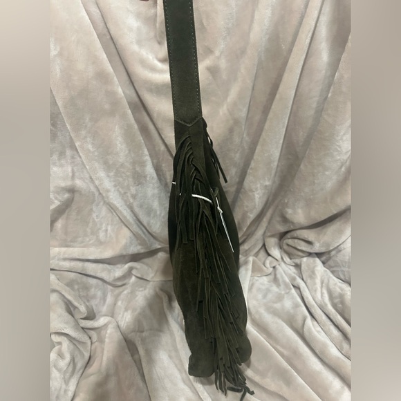 NWT Haute Hippie Tribe Olive Green Suede Fringe Boho Hobo Shoulder Bag - Picture 2 of 5